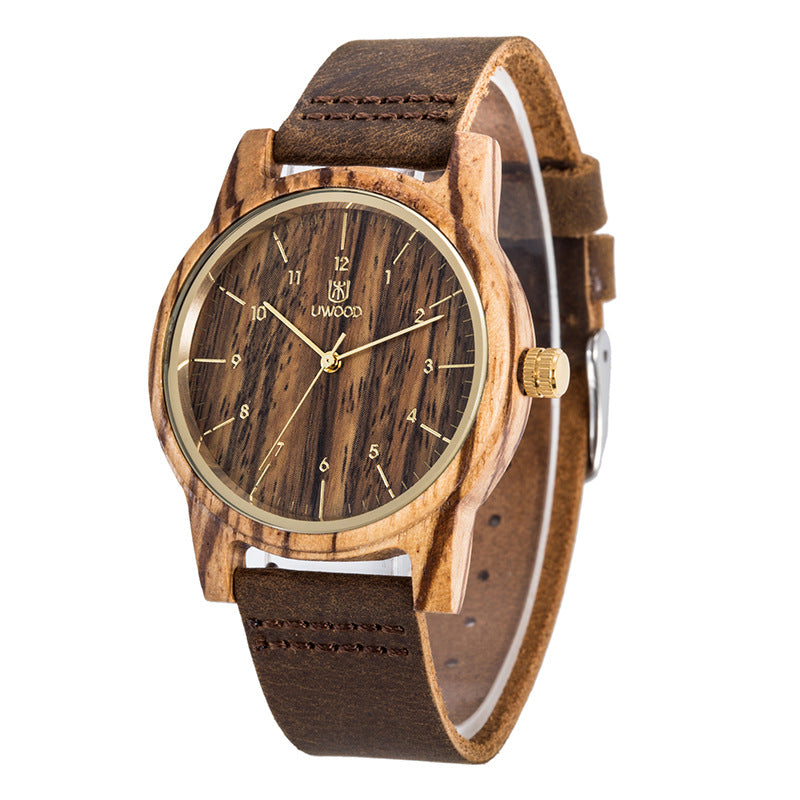 Men's Wooden Quartz Watch in Black Sandalwood - Blue Cup LLC.