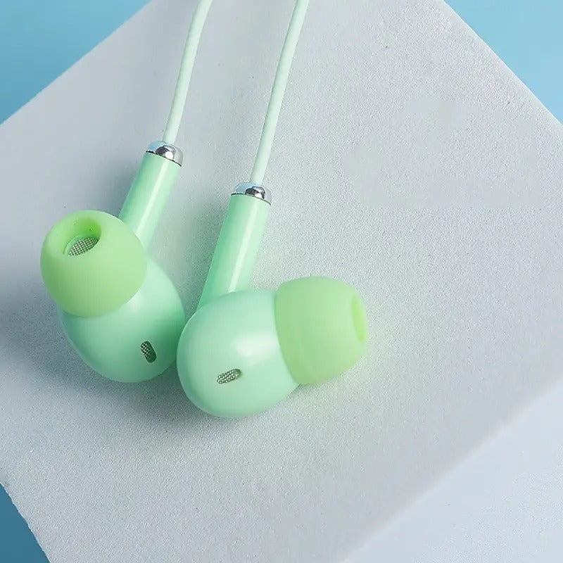 Macaron Color Wired Noise Reduction Earbuds with Mic - Blue Cup LLC.