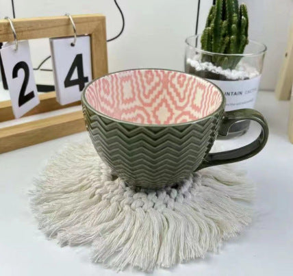 Artistic Ceramic Breakfast Mug - Large Capacity Cup - Blue Cup LLC.