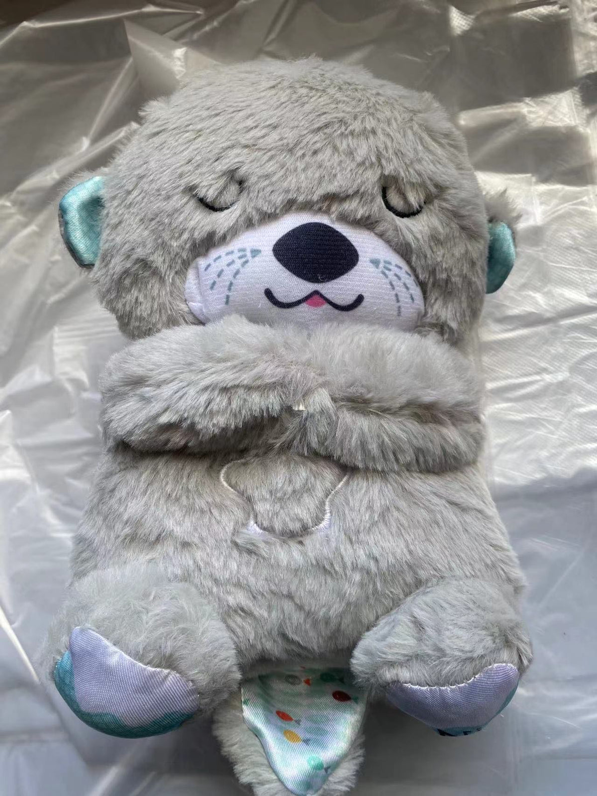 Sound Machine Soothe 'n Snuggle Otter Portable Plush Baby Toy with Sensory Details Music Lights & Rhythmic Breathing Motion - Blue Cup LLC.