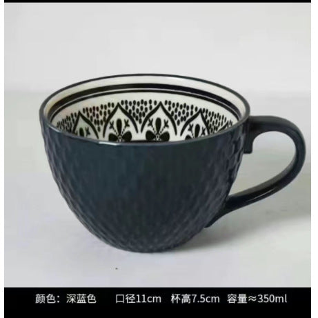 Artistic Ceramic Breakfast Mug - Large Capacity Cup - Blue Cup LLC.