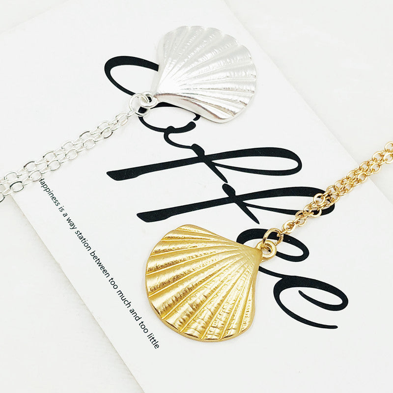 Shell Pendant Necklace with Scallop Charm - Blue Cup LLC.