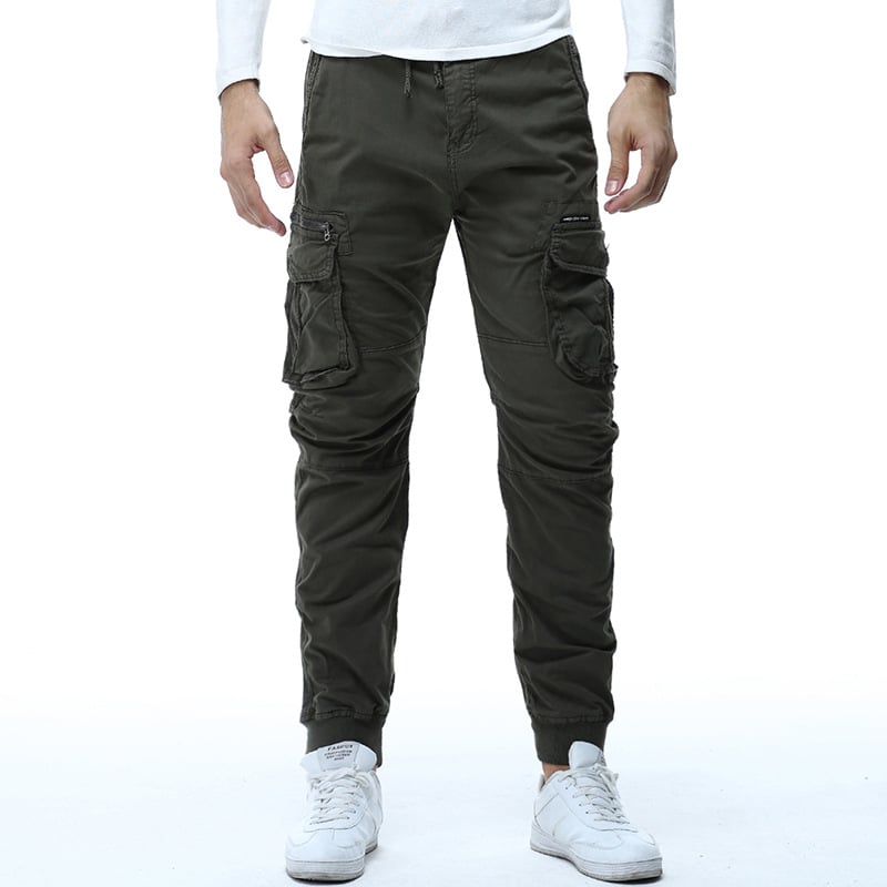 Tethered Elastic Waist Casual Cargo Pants - Blue Cup LLC.