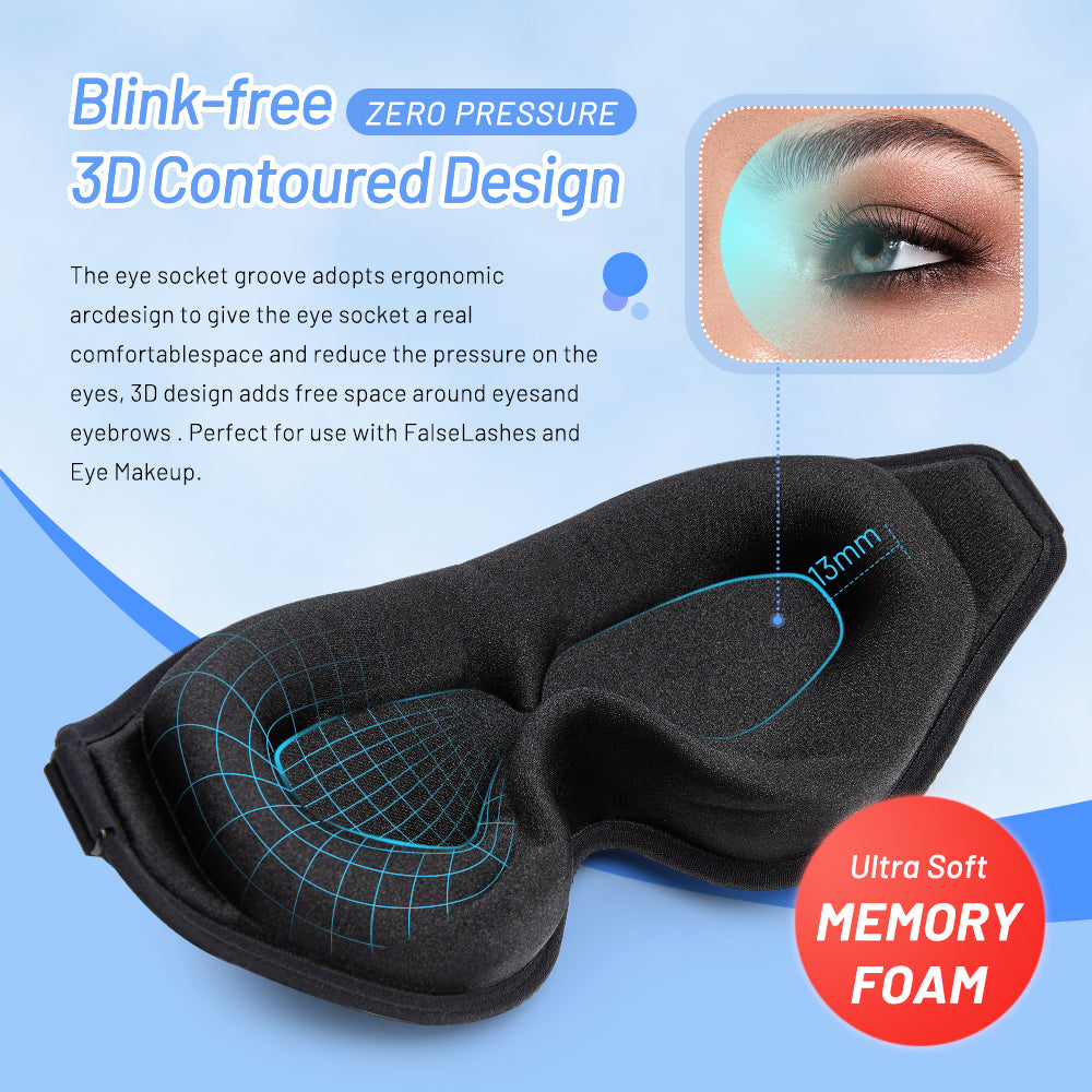 3D Natural Memory Foam Sleep Mask for Comfort - Blue Cup LLC.