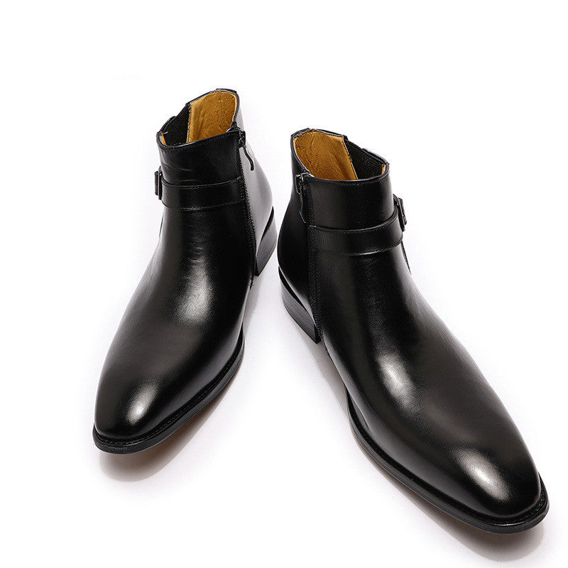 Plus Size Retro Men's Leather Ankle Boots - Blue Cup LLC.